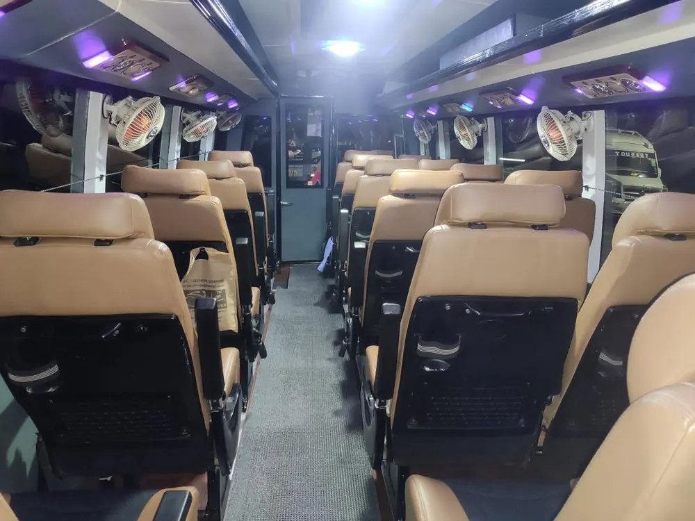 Bus interior with ambient lighting