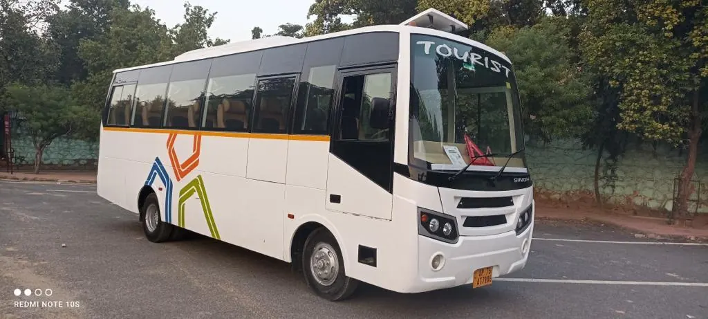 White tourist bus for wedding and group travel